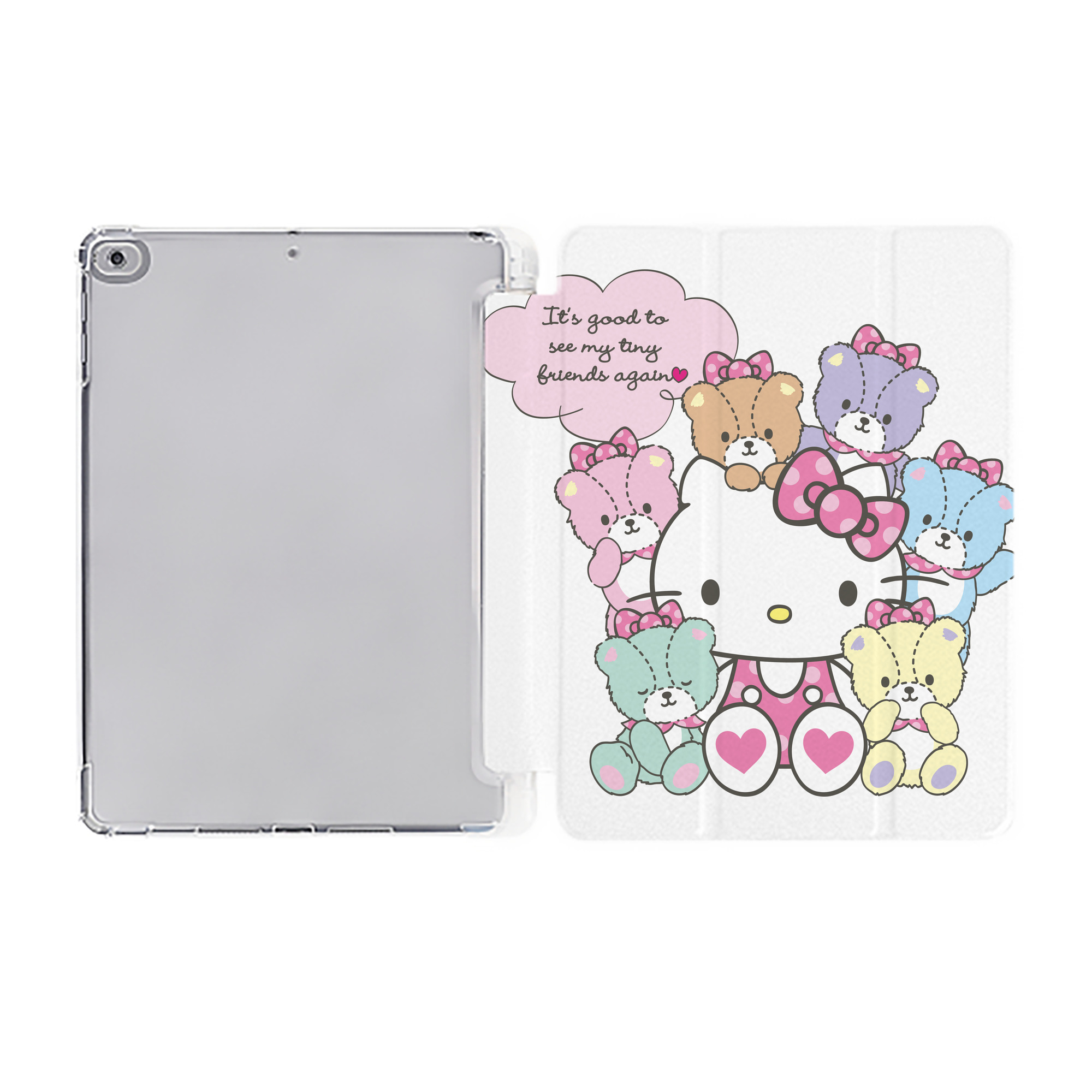 （画像用） Hello Kitty ハローキティ IPad ケース ペン収納付き 三つ折りスタンド PUレザー×シリコン 対応機種9.5/10.5/10.9インチ